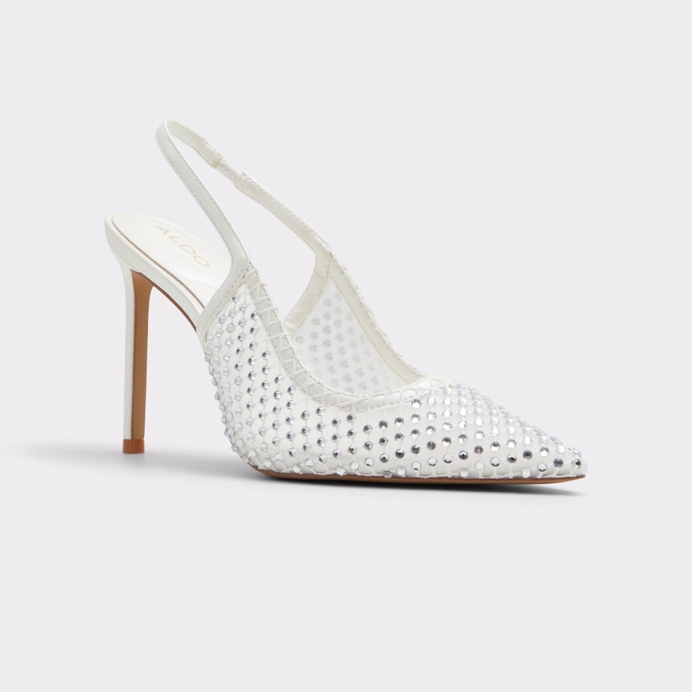 ALDO Silver Studded Slingback Heels